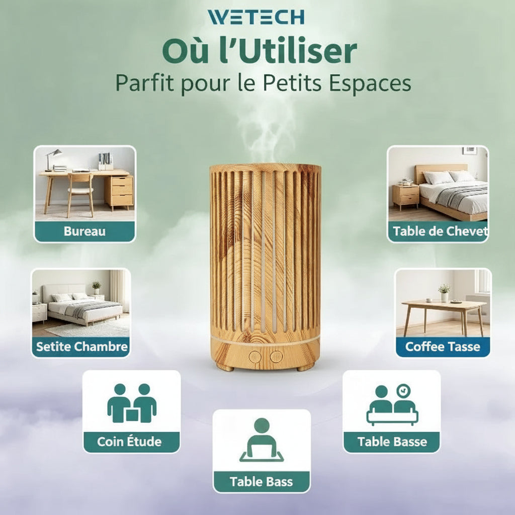 Diffuseur d'arômes ultrasonique bois - fiche technique