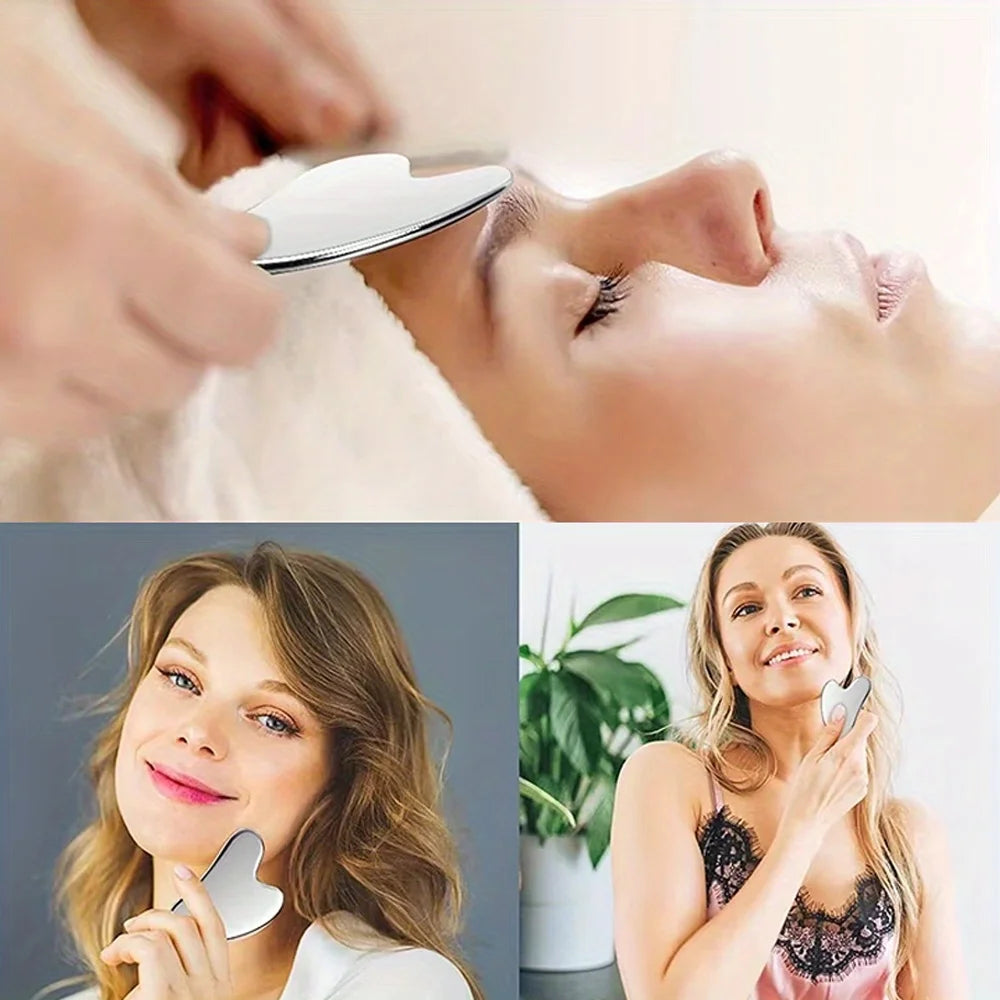 Masseur Gua Sha Visage en Acier Inoxydable