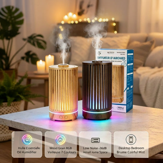 Diffuseur d'arômes ultrasonique bois - vue produit et spécifications