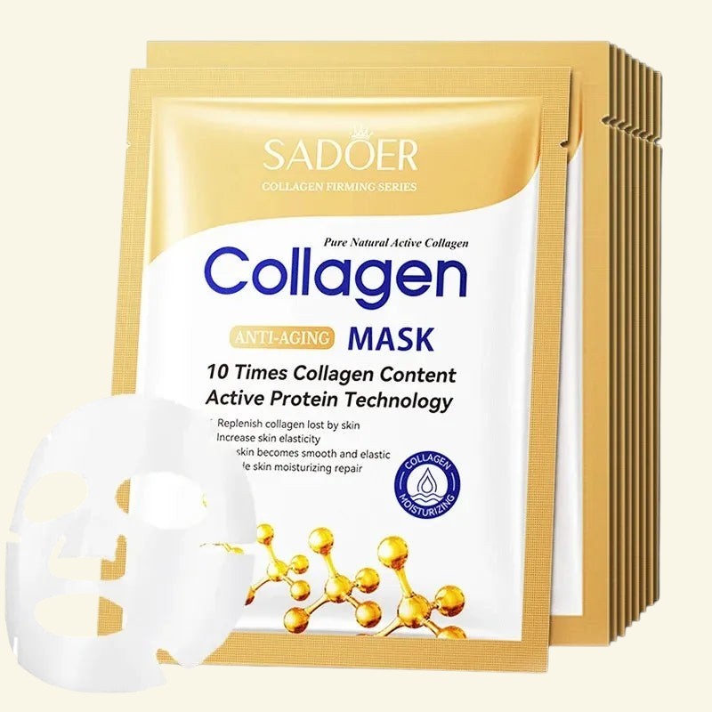Masque visage au collagène Halo Wellness SADOER raffermissant et hydratant en sachet doré