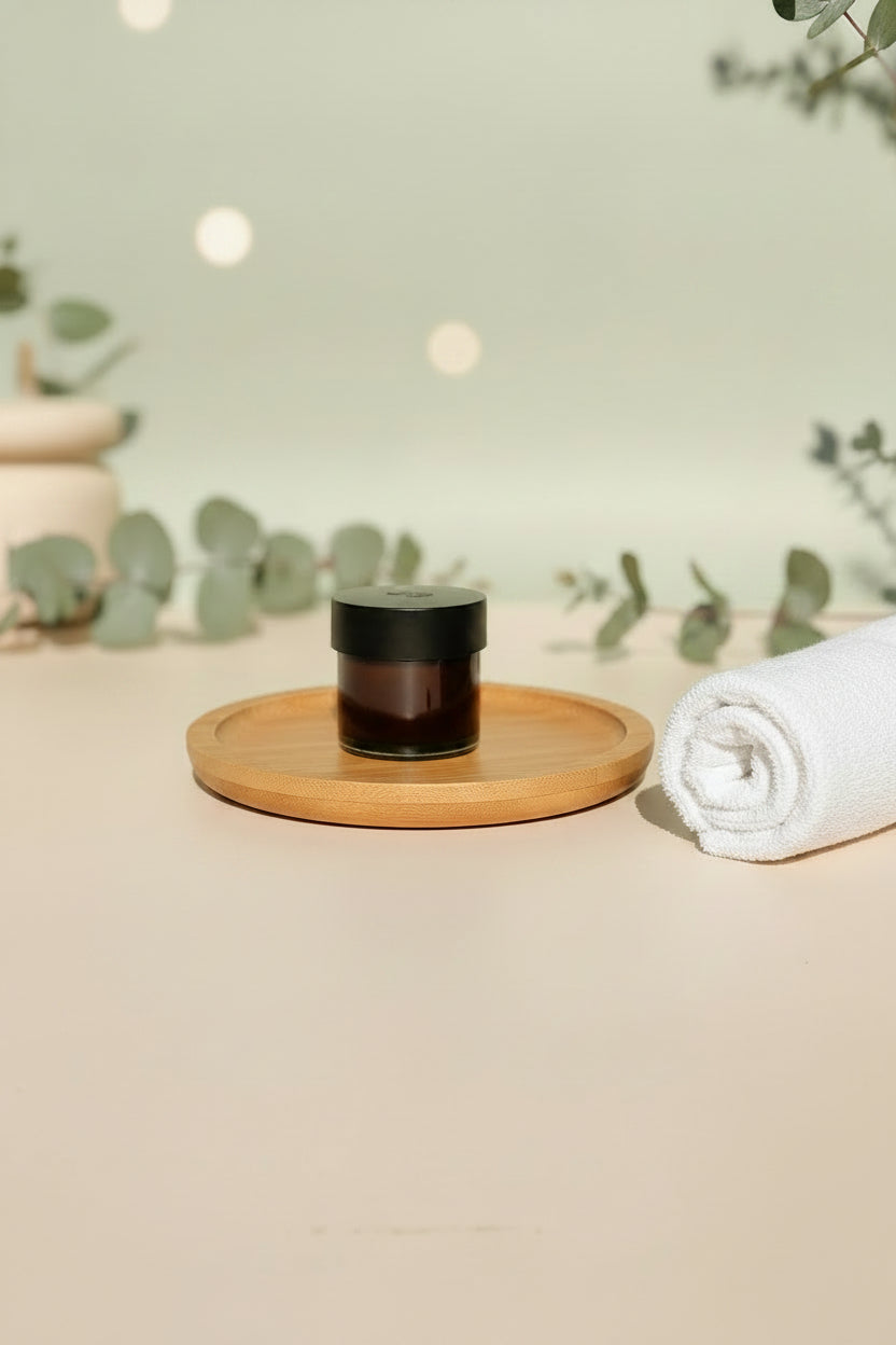 Masque noir au charbon actif et accessoire gua sha, ambiance spa